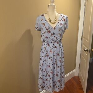 Wayf Blue Floral Midi Dress